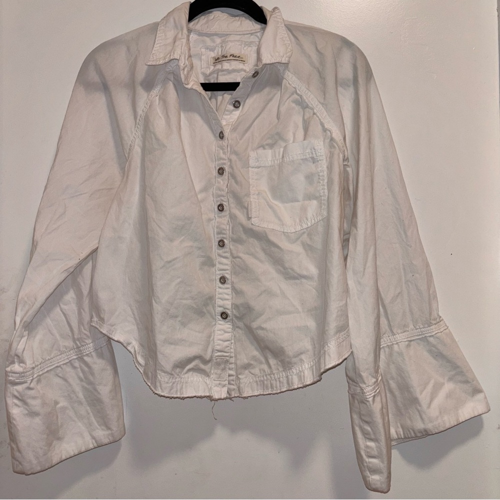 We The Free by Free People : white button down oversized bell sleeve shirt